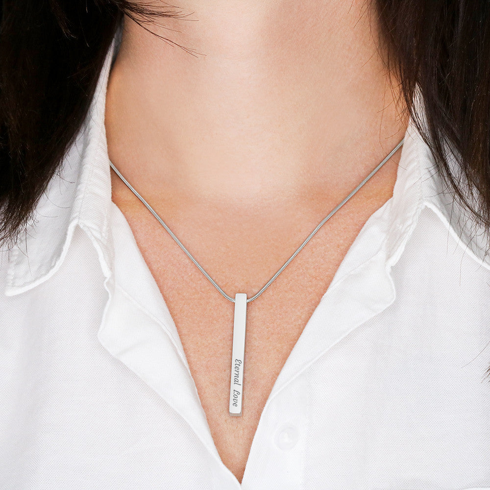 Engraved 4-Sided Vertical Bar Necklace