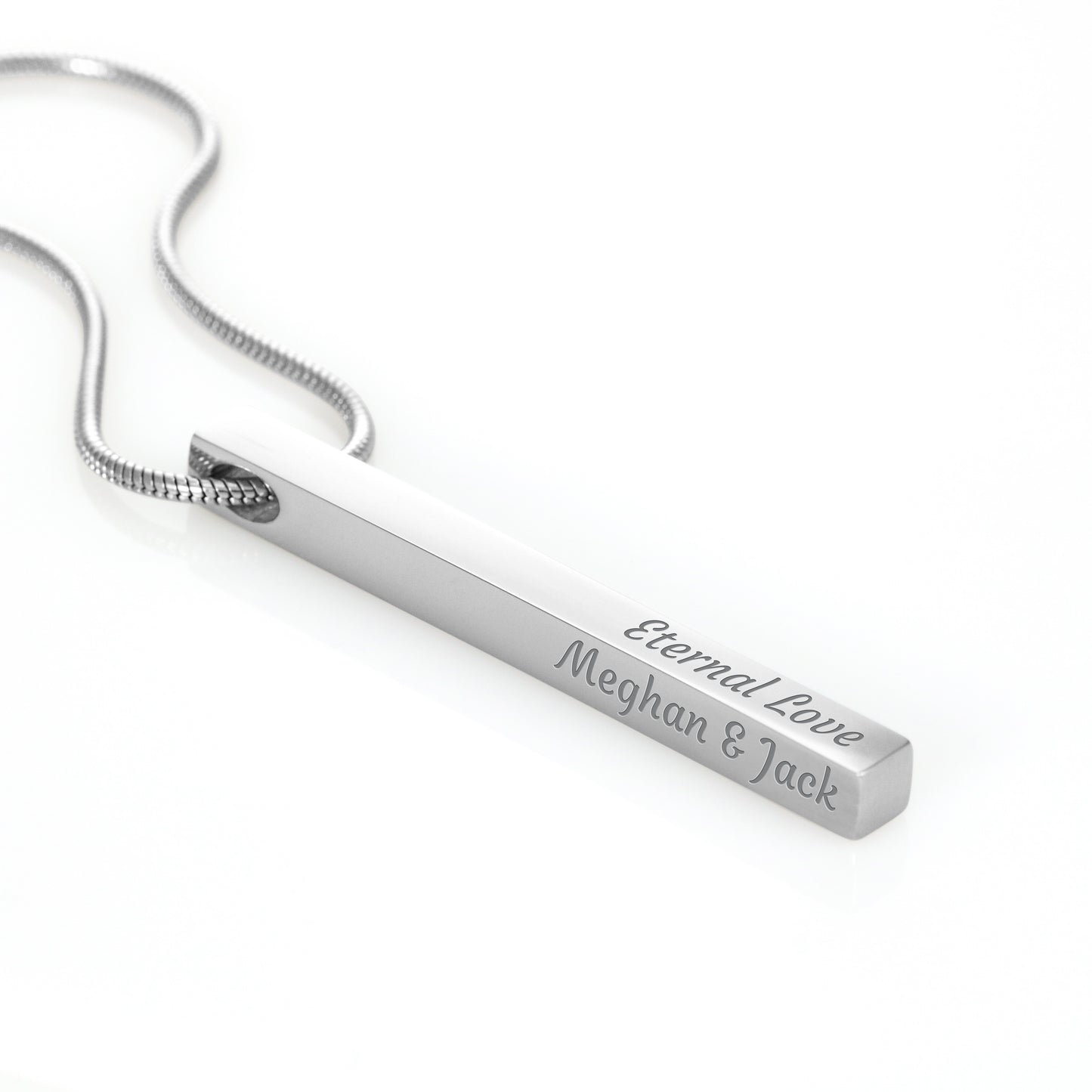 Engraved 4-Sided Vertical Bar Necklace