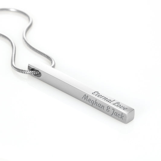 Engraved 4-Sided Vertical Bar Necklace
