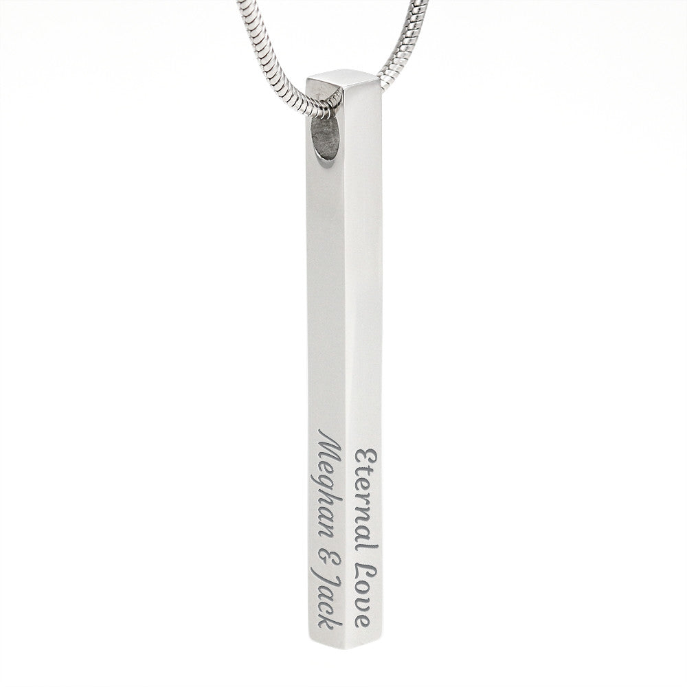 Engraved 4-Sided Vertical Bar Necklace