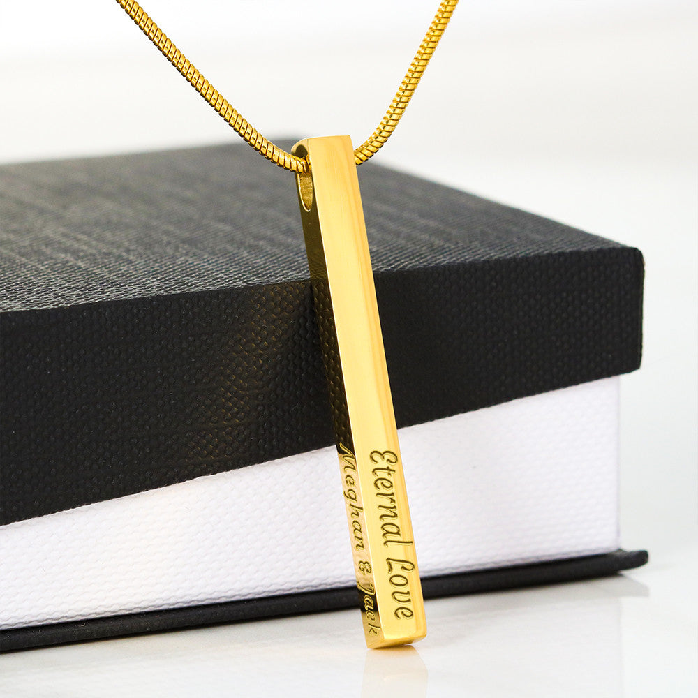 Engraved 4-Sided Vertical Bar Necklace