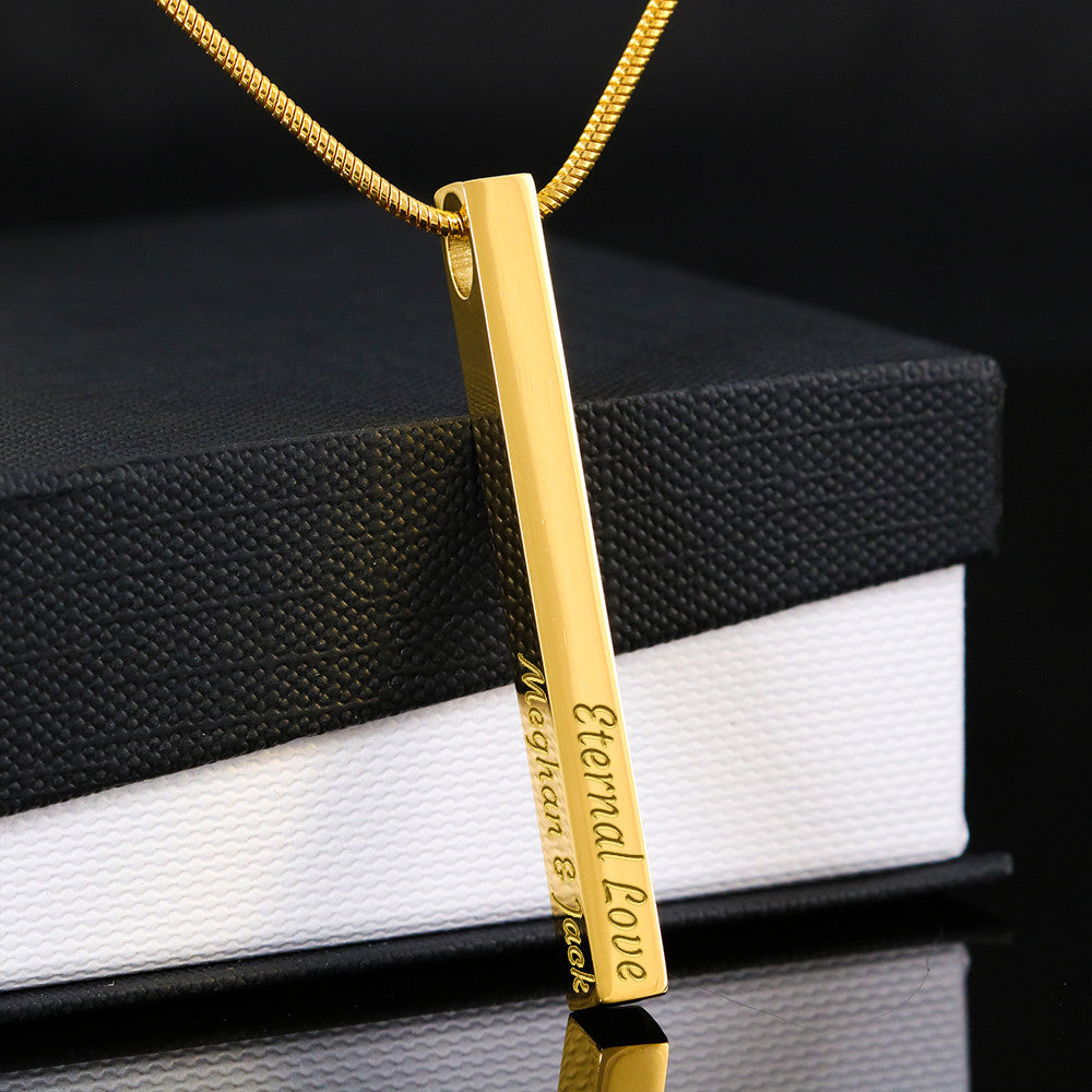 Engraved 4-Sided Vertical Bar Necklace